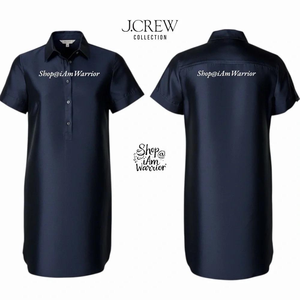 J.Crew Collection NWT Navy Silk Shantung Structured Luxe Minimalist Shirt Dress